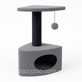 Кігтеточка для котів PolyPet будиночок кутовий сірий 36x36x60 см КРД/0160-20