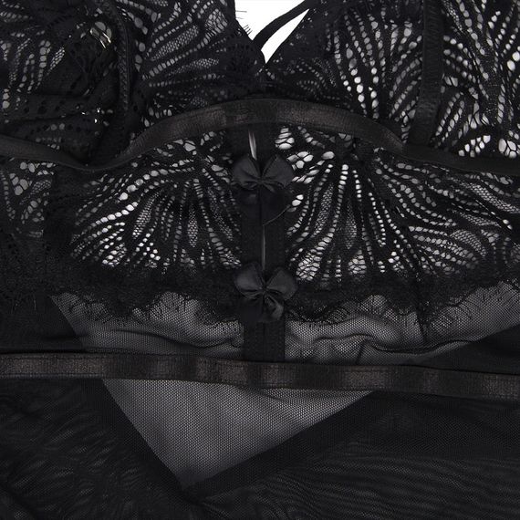 Пеньюар з трусиками Star Night з мереживом на топі та спідниці, чорний, XS-S sexstyle | Зображення 7