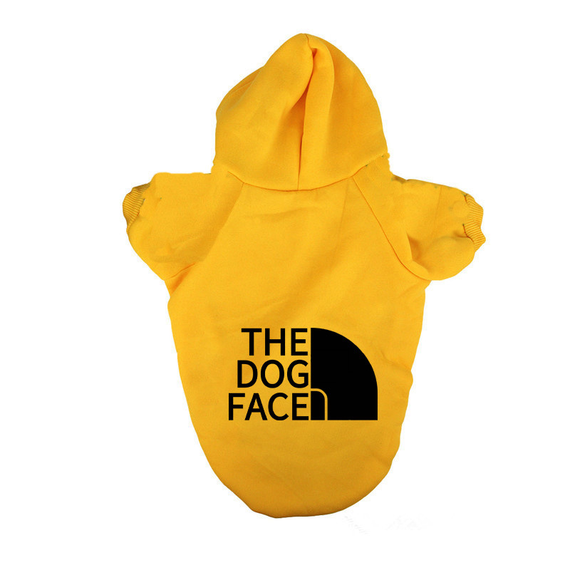 Толстовка для собак з капюшоном жовта з чорним the dog face XXXL
