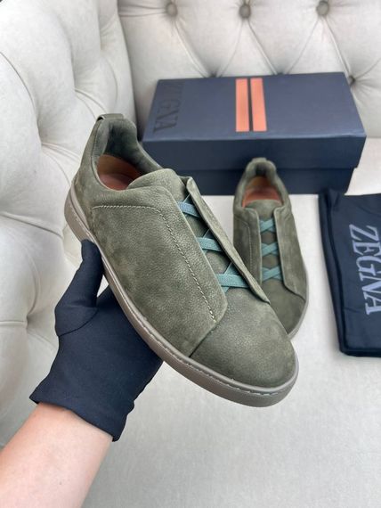 Кросівки Zegna Triple Stitch хакі ob401 | Зображення 7