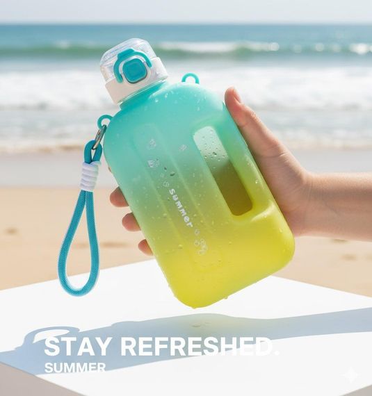 Спортивная бутылка SUMMER (750 мл) - Эко-пластик BPA-free, Желто-голубой градиент | Зображення 9