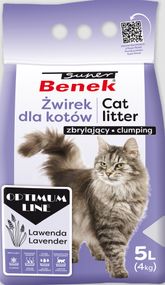 Бентонитовый наполнитель Super Benek Optimum Line Lavender с ароматом лаванды 5 л