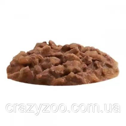 Консерва для дорослих котів OptiMeal Adult Hairball Control шерстьовивідний качка зі шматочками печінки в яблучному | Зображення 2