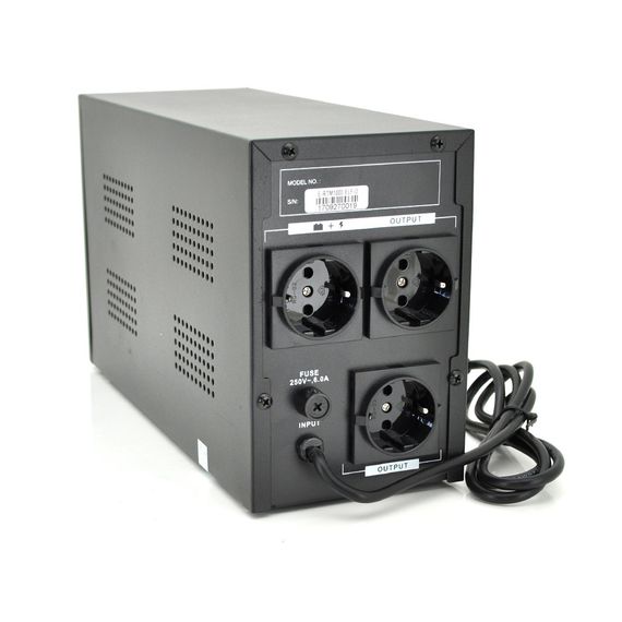 ДБЖ Ritar E-RTM1000 (600W) ELF-D, LCD, AVR, 3st, 3xSCHUKO socket, 2x12V7Ah, metal Case. Q2 (405*195*285) 10 кг (340*120*190) | Зображення 1