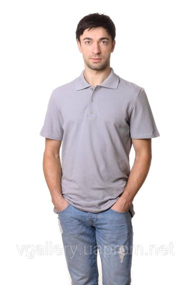 Футболка мужская ПОЛО  -  Светло-Серый с коротким рукавом 3XL
