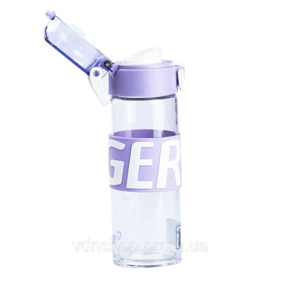 Пляшка для води 460 мл скляна з пластиковою кришкою Фіолетовий HP17299V | Зображення 1
