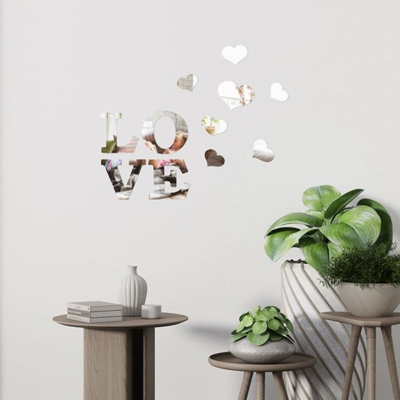 Дзеркальний декор акриловий самоклеючий Love срібло,11шт (D) SW-00002495 | Зображення 4