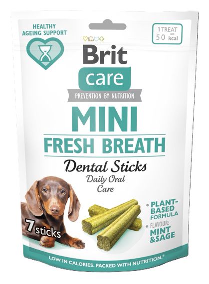 Ласощі для собак малих порід для здоров'я зубів Brit Care Mini Treats Fresh Breath, 120 гр