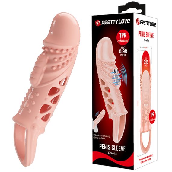 Насадка на член - Pretty Love Cecelia Vibrating Penis Sleeve Flesh