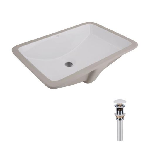 Комплект Qtap Stork: Раковина врізна прамокутна 535x365x190 мм White + Донний клапан PU02O