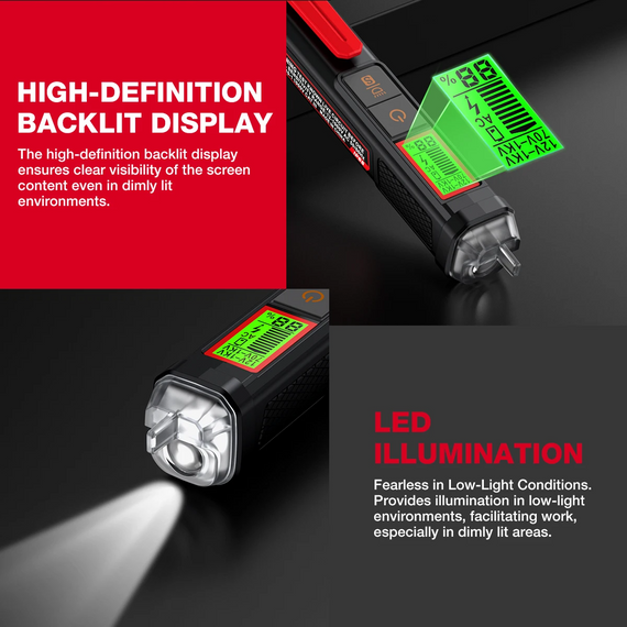Безконтактний тестер напруги HABOTEST HT103 12-1000V AC з LCD | Зображення 4