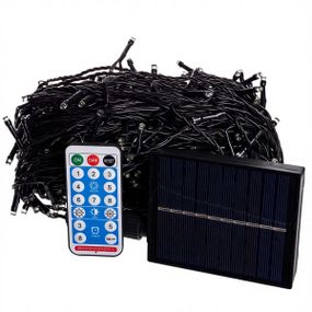 Новорічна гірлянда вулична 50 м 500 LED з сонячною батареєю чорний провід Синій SB500L50MBBL