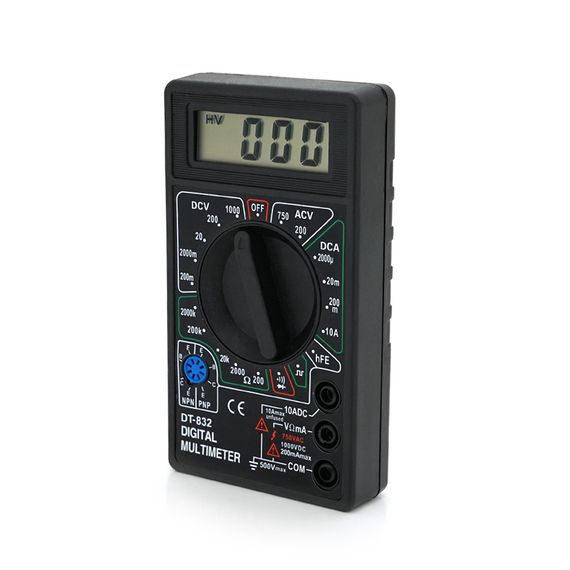 Мультиметр DT-832. Вимірювання: V, A, Ω. Функції: hFE, продзвонювання