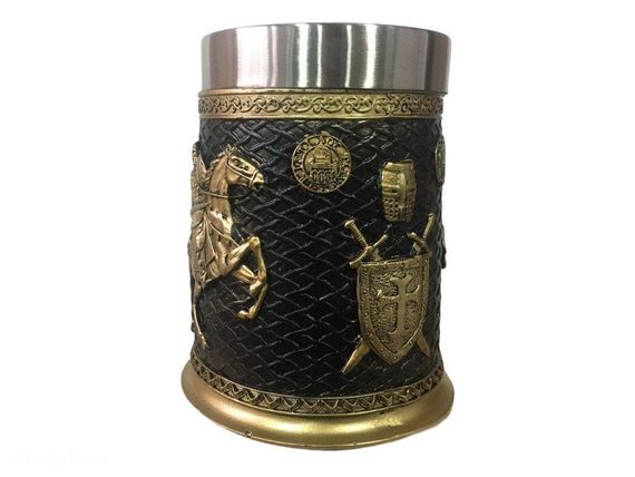 Кружка Чашка 3D Skull Mug Череп Пивная кружка Рыцарь на коне 3D Рыцарь Крестоносец | Зображення 6