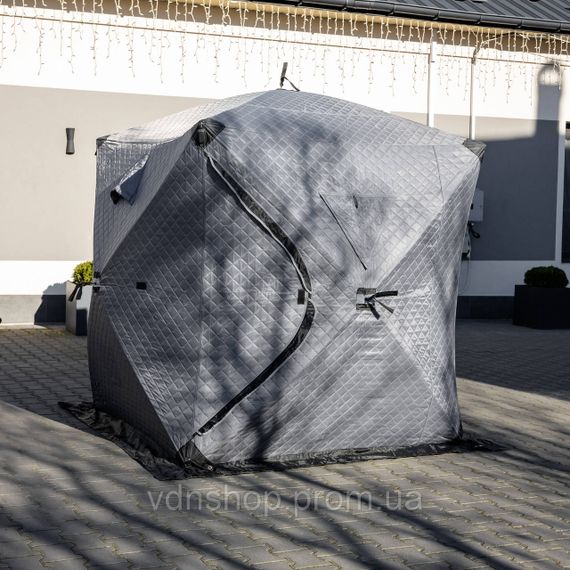 Намет зимовий утеплений "куб" 210х210х210 для рибалки туризму кемпінгу та подорожей Сірий LU-BD18G | Зображення 9