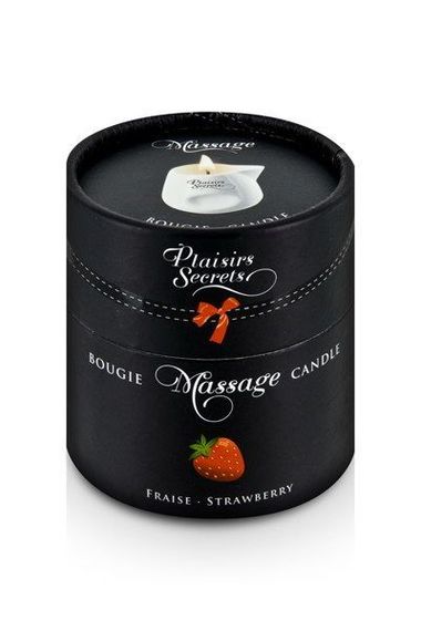 Масажна свічка Plaisirs Secrets Strawberry (80 мл) подарункова упаковка, керамічний посуд | Зображення 2