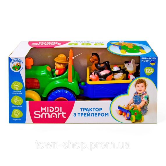 Игровой набор Kiddi Smart - Трактор с трейлером (украинский) | Зображення 1