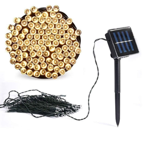 Гирлянда нить на солнечной батарее 1500 LED 150 м черный провод желтый