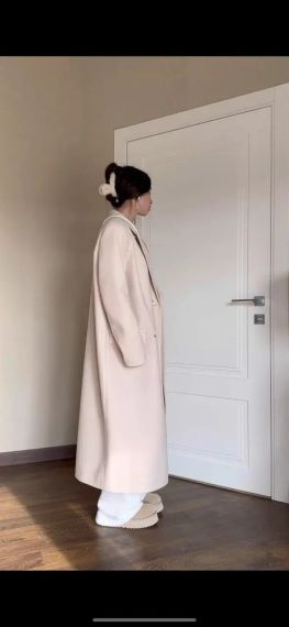 Женское стильное длинное пальто прямого кроя из кашемира без утеплителя с поясом цвет молочный XL | Зображення 2
