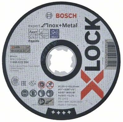 Отрезной круг Bosch X-LOCK Expert  для нерж. и металла, 125x1.0 (2.608.619.264)
