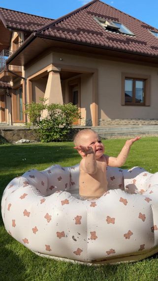 Дитячий надувний басейн Бежевий з ведмедиками