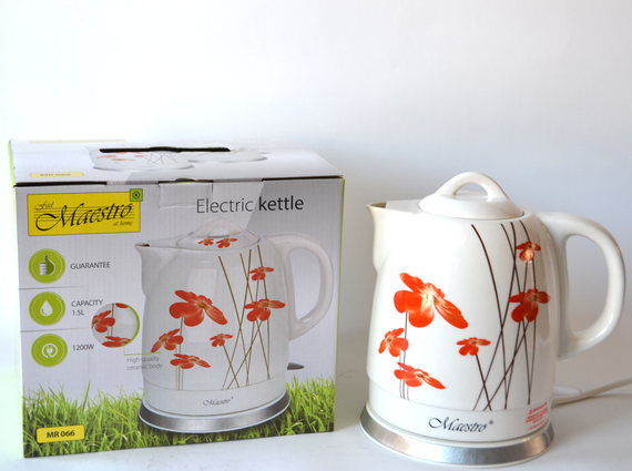 Электрочайник керамический Maestro MR-066-RED FLOWERS, 1.5 л, 1200 Вт | Зображення 4