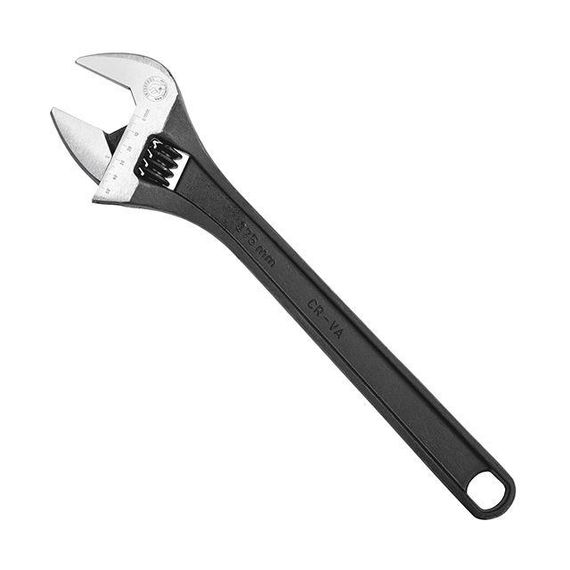 Ключ розвідний 380 мм, Cr-V, чорний, фосфатований. INTERTOOL XT-00651