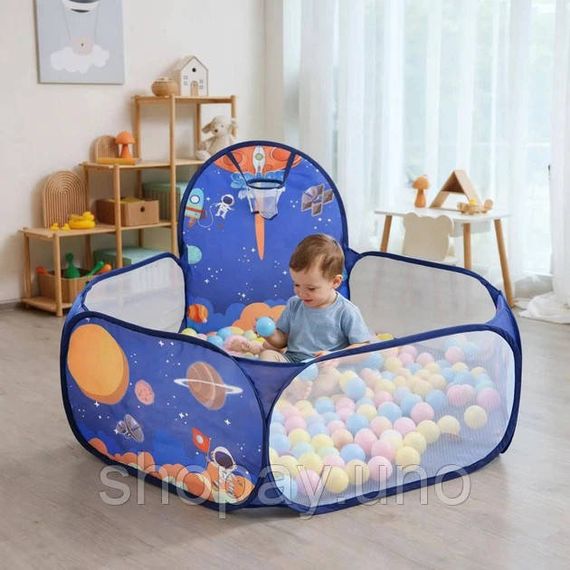 Манеж дитячий ігровий з баскетбольним кільцем 120х75см Blue UW-14
