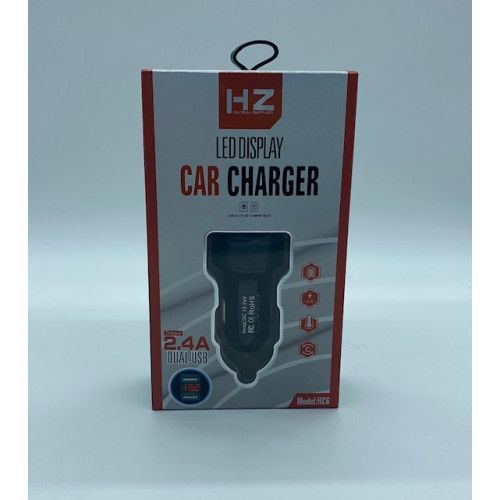 Автомобільний зарядний пристрій HC6 (2.4A) з вольтметром | USB-адаптер у прикурювач, цифровий LED-дисплей напруги