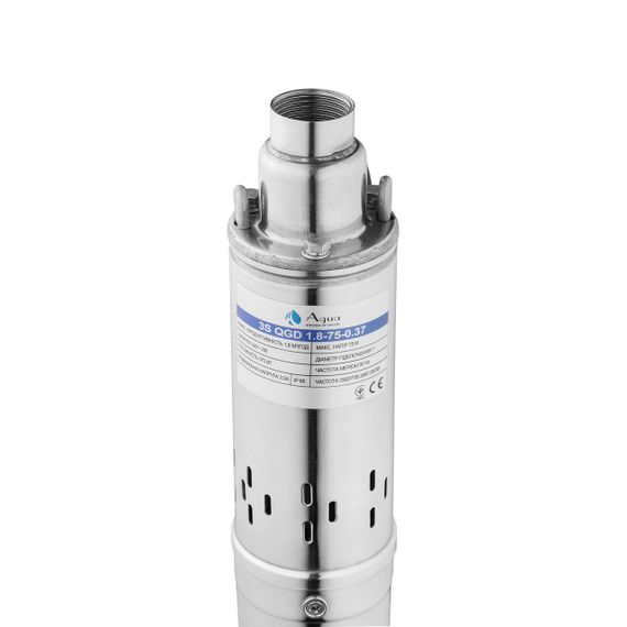 Насос глибинний шнековий Agua 3S QGD 1.8-75-0.37 Hmax 75 м Qmax 30 л/хв P 370 Вт з вбудованим конденсатором | Зображення 3