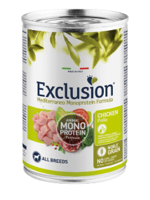 Полнорационный влажный корм Exclusion Adult Chicken All Breeds с курицей для взрослых собак всех пород 400 г консерва