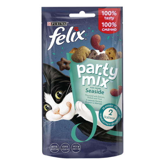 Ласощі Purina Felix Party Mix для дорослих котів, океанічний мікс 60г