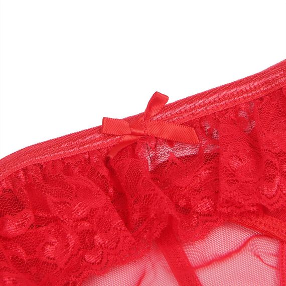 Трусики с подвязками для чулков и кружевными вставками Star Night красные, M/L sexstyle | Зображення 4