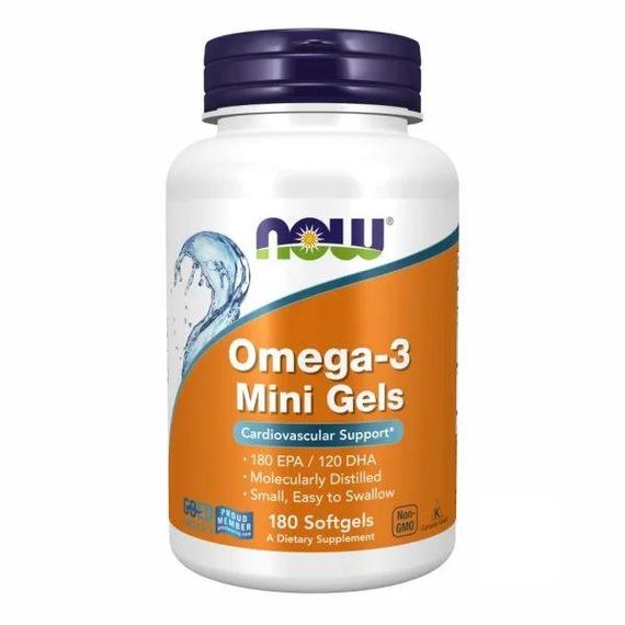 NOW Omega-3 Mini Gels 500 мг мини-капсулы мягкие №180 | Зображення 2