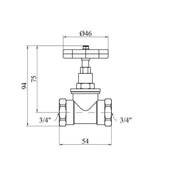 Вентиль запорный LexLine 3/4" ВВ PN10 латунный УК1112-В | Зображення 1