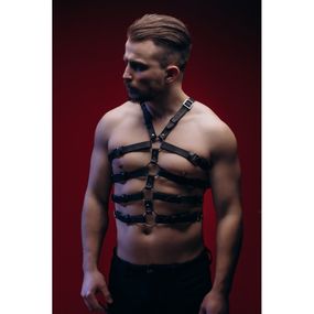 Портупея мужская One Size Р50 из натуральной кожи, с четырьмя ремнями на торсе, черная sexstyle