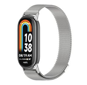 Ремешок металлический Mijobs миланское плетение для фитнес браслета Xiaomi Mi Smart Band 8 - Silver