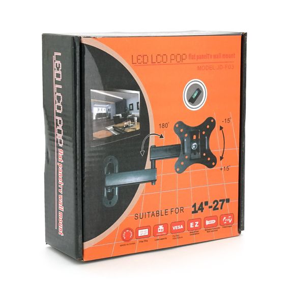 Кронштейн для TV PiPo PP- F03.14 "-27",до 15кг,поворотный,Black,Box | Зображення 1