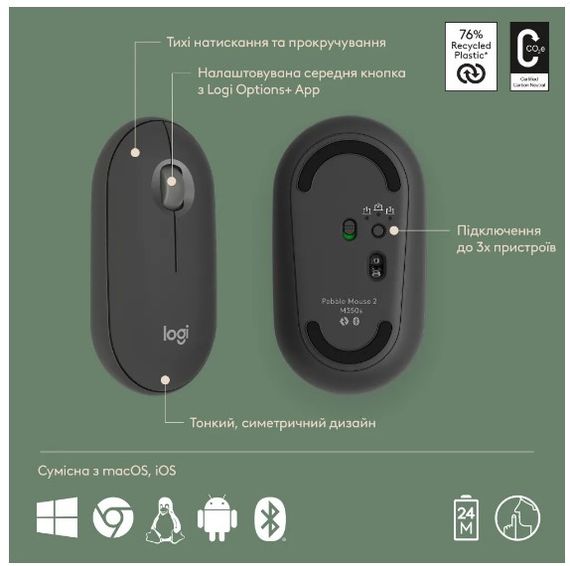 IT набір Logitech Pebble 2 Combo for Mac Tonal Graphite | Зображення 6
