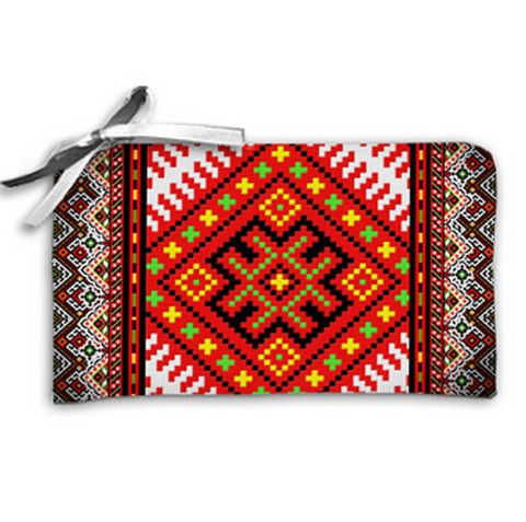 Косметичка жіноча Украинский орнамент оранжевый 20х12 см (K_KU013)