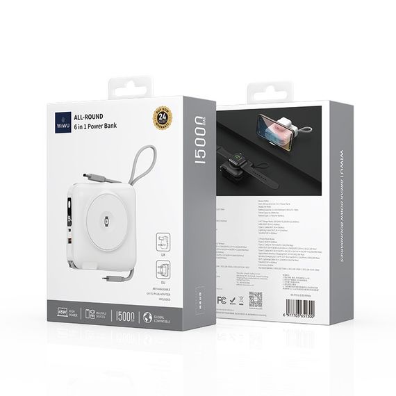 Портативний ЗП Power Bank WIWU Wi-P051 6 in 1 PD45W з БЗП 15000 mAh | Зображення 5