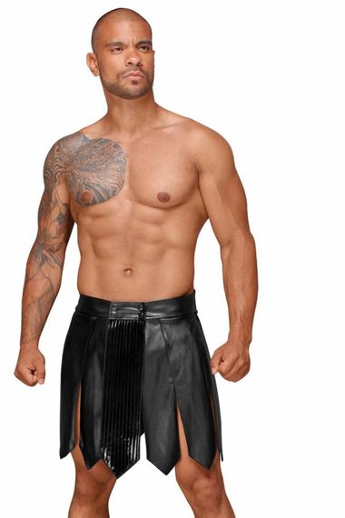 Чоловіча спідниця гладіатора Noir Handmade H053 Eco leather men's gladiator skirt Чорна L | Зображення 2