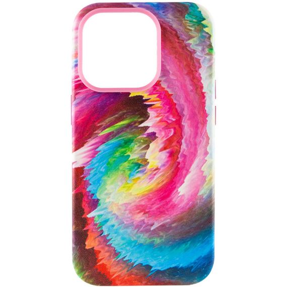 Кожаный чехол Colour Splash для Apple iPhone 14 Pro (6.1") Искусственная кожа, Pink / Blue
