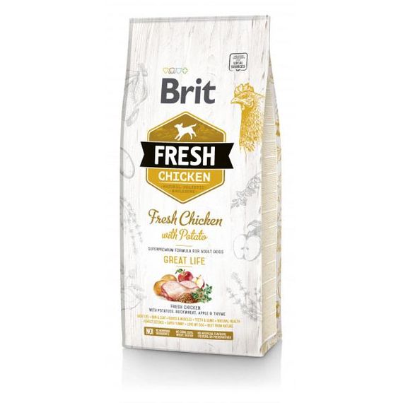 Корм Brit Fresh Chicken with Potato Adult Great Life з куркою та картоплею для дорослих собак 12 кг