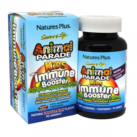 Натуральна добавка для імунітету Nature's Plus Animal Parade, Kids Immune Booster 90 Chewable Tabs Tropical Berry