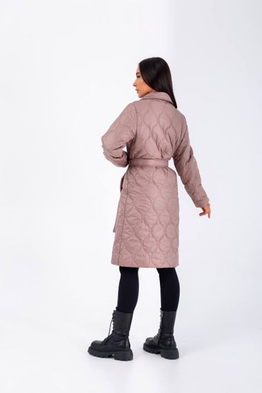 Женская демисезонная куртка-пальто стеганая NB23026 цвет мокко, размер 50/52 | Зображення 1