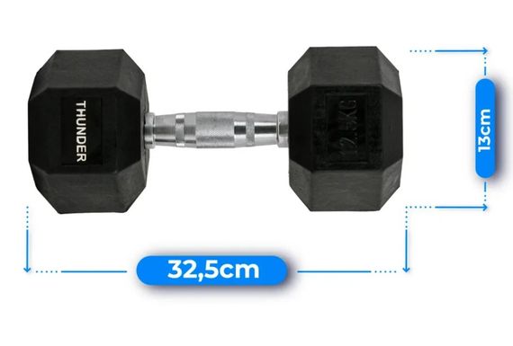 Гантель шестигранна Thunder 12,5 кг (HEXAGONAL-DUMBBELLS-12,5K) | Зображення 3