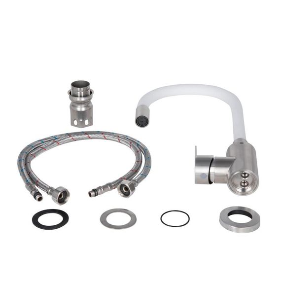 Змішувач для кухні Lidz Vida 04R-WFS, U-подібний гнучкий White | Зображення 2