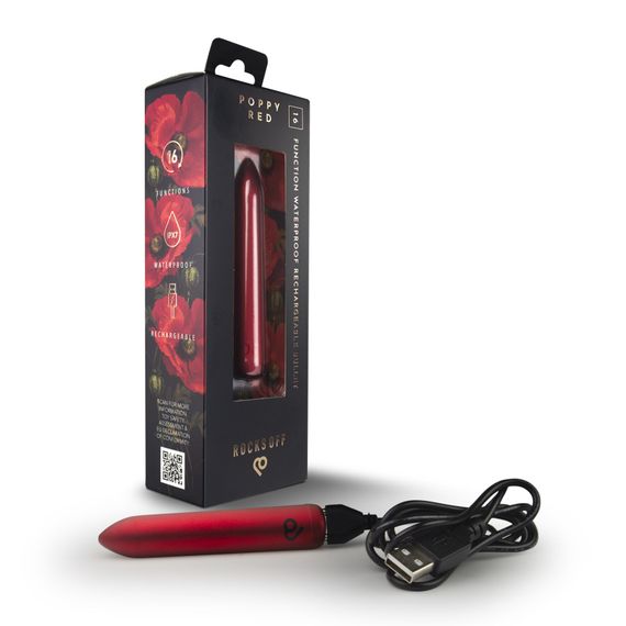 Віброкуля Rocks Off Bullet Poppy Red 16 Settings | Зображення 9