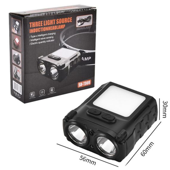 Ліхтар налобний SH-T808-2XPE-20SMD-white/red з датчиком руху, потужний налобний ліхтар для риболовлі | Зображення 3
